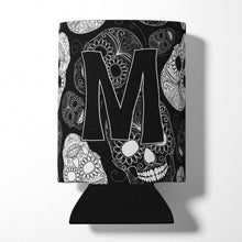 Load image into Gallery viewer, Letter M Day of the Dead Skulls Black Can or Bottle Hugger CJ2008-MCC