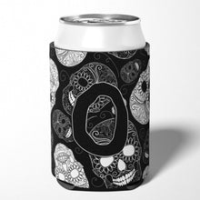 Load image into Gallery viewer, Letter O Day of the Dead Skulls Black Can or Bottle Hugger CJ2008-OCC