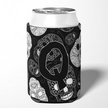 Load image into Gallery viewer, Letter Q Day of the Dead Skulls Black Can or Bottle Hugger CJ2008-QCC