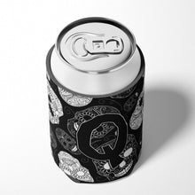 Load image into Gallery viewer, Letter Q Day of the Dead Skulls Black Can or Bottle Hugger CJ2008-QCC