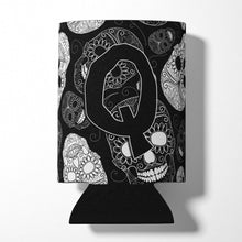 Load image into Gallery viewer, Letter Q Day of the Dead Skulls Black Can or Bottle Hugger CJ2008-QCC