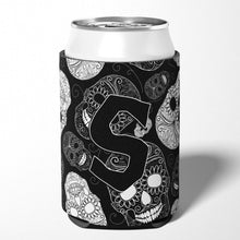 Load image into Gallery viewer, Letter S Day of the Dead Skulls Black Can or Bottle Hugger CJ2008-SCC
