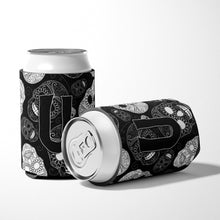 Load image into Gallery viewer, Letter U Day of the Dead Skulls Black Can or Bottle Hugger CJ2008-UCC
