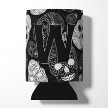 Load image into Gallery viewer, Letter W Day of the Dead Skulls Black Can or Bottle Hugger CJ2008-WCC