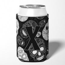 Load image into Gallery viewer, Letter X Day of the Dead Skulls Black Can or Bottle Hugger CJ2008-XCC