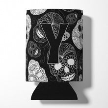 Load image into Gallery viewer, Letter Y Day of the Dead Skulls Black Can or Bottle Hugger CJ2008-YCC