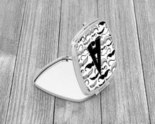 Load image into Gallery viewer, Letter A Moustache Initial Compact Mirror – Stylish Purse Mirror with Artistic Covers CJ2009-ASCM
