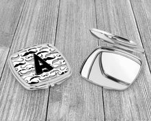 Load image into Gallery viewer, Letter A Moustache Initial Compact Mirror – Stylish Purse Mirror with Artistic Covers CJ2009-ASCM