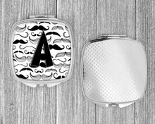 Load image into Gallery viewer, Letter A Moustache Initial Compact Mirror – Stylish Purse Mirror with Artistic Covers CJ2009-ASCM