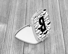 Load image into Gallery viewer, Letter B Moustache Initial Compact Mirror – Stylish Purse Mirror with Artistic Covers CJ2009-BSCM