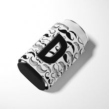 Load image into Gallery viewer, Letter D Moustache Initial Can or Bottle Hugger CJ2009-DCC