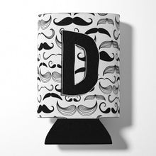 Load image into Gallery viewer, Letter D Moustache Initial Can or Bottle Hugger CJ2009-DCC