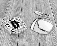 Load image into Gallery viewer, Letter D Moustache Initial Compact Mirror – Stylish Purse Mirror with Artistic Covers CJ2009-DSCM