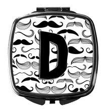 Load image into Gallery viewer, Letter D Moustache Initial Compact Mirror – Stylish Purse Mirror with Artistic Covers CJ2009-DSCM