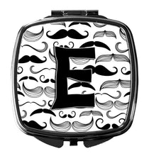 Load image into Gallery viewer, Letter E Moustache Initial Compact Mirror – Stylish Purse Mirror with Artistic Covers CJ2009-ESCM