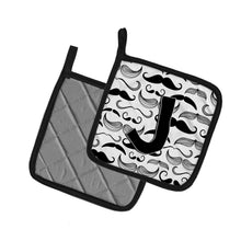 Load image into Gallery viewer, Letter J Moustache Initial Pot Holders - Set of 2 - Heat-Resistant Kitchen Essentials CJ2009-JPTHD
