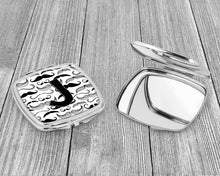 Load image into Gallery viewer, Letter J Moustache Initial Compact Mirror – Stylish Purse Mirror with Artistic Covers CJ2009-JSCM