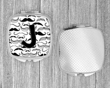 Load image into Gallery viewer, Letter J Moustache Initial Compact Mirror – Stylish Purse Mirror with Artistic Covers CJ2009-JSCM