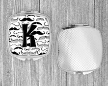 Load image into Gallery viewer, Letter K Moustache Initial Compact Mirror – Stylish Purse Mirror with Artistic Covers CJ2009-KSCM