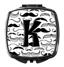 Load image into Gallery viewer, Letter K Moustache Initial Compact Mirror – Stylish Purse Mirror with Artistic Covers CJ2009-KSCM