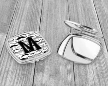 Load image into Gallery viewer, Letter M Moustache Initial Compact Mirror – Stylish Purse Mirror with Artistic Covers CJ2009-MSCM