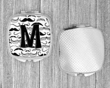 Load image into Gallery viewer, Letter M Moustache Initial Compact Mirror – Stylish Purse Mirror with Artistic Covers CJ2009-MSCM