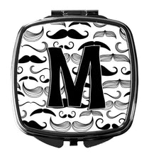 Load image into Gallery viewer, Letter M Moustache Initial Compact Mirror – Stylish Purse Mirror with Artistic Covers CJ2009-MSCM