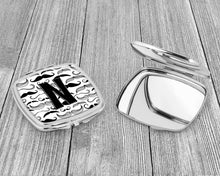 Load image into Gallery viewer, Letter N Moustache Initial Compact Mirror – Stylish Purse Mirror with Artistic Covers CJ2009-NSCM
