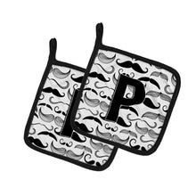 Load image into Gallery viewer, Letter P Moustache Initial Pot Holders - Set of 2 - Heat-Resistant Kitchen Essentials CJ2009-PPTHD
