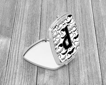 Load image into Gallery viewer, Letter P Moustache Initial Compact Mirror – Stylish Purse Mirror with Artistic Covers CJ2009-PSCM