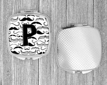 Load image into Gallery viewer, Letter P Moustache Initial Compact Mirror – Stylish Purse Mirror with Artistic Covers CJ2009-PSCM