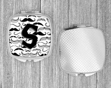 Load image into Gallery viewer, Letter S Moustache Initial Compact Mirror – Stylish Purse Mirror with Artistic Covers CJ2009-SSCM