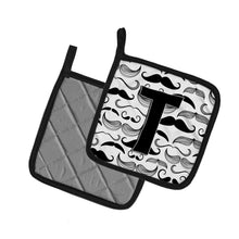 Load image into Gallery viewer, Letter T Moustache Initial Pot Holders - Set of 2 - Heat-Resistant Kitchen Essentials CJ2009-TPTHD