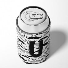 Load image into Gallery viewer, Letter U Moustache Initial Can or Bottle Hugger CJ2009-UCC