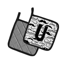 Load image into Gallery viewer, Letter U Moustache Initial Pot Holders - Set of 2 - Heat-Resistant Kitchen Essentials CJ2009-UPTHD