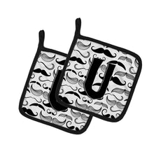 Load image into Gallery viewer, Letter U Moustache Initial Pot Holders - Set of 2 - Heat-Resistant Kitchen Essentials CJ2009-UPTHD