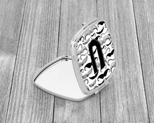 Load image into Gallery viewer, Letter U Moustache Initial Compact Mirror – Stylish Purse Mirror with Artistic Covers CJ2009-USCM