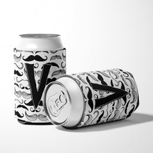 Load image into Gallery viewer, Letter V Moustache Initial Can or Bottle Hugger CJ2009-VCC