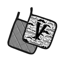 Load image into Gallery viewer, Letter V Moustache Initial Pot Holders - Set of 2 - Heat-Resistant Kitchen Essentials CJ2009-VPTHD