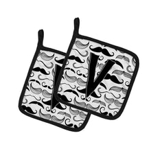 Load image into Gallery viewer, Letter V Moustache Initial Pot Holders - Set of 2 - Heat-Resistant Kitchen Essentials CJ2009-VPTHD