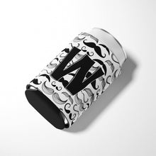 Load image into Gallery viewer, Letter W Moustache Initial Can or Bottle Hugger CJ2009-WCC