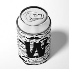 Load image into Gallery viewer, Letter W Moustache Initial Can or Bottle Hugger CJ2009-WCC