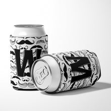 Load image into Gallery viewer, Letter W Moustache Initial Can or Bottle Hugger CJ2009-WCC