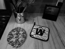 Load image into Gallery viewer, Letter W Moustache Initial Pot Holders - Set of 2 - Heat-Resistant Kitchen Essentials CJ2009-WPTHD