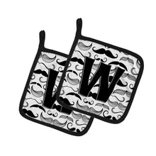 Load image into Gallery viewer, Letter W Moustache Initial Pot Holders - Set of 2 - Heat-Resistant Kitchen Essentials CJ2009-WPTHD