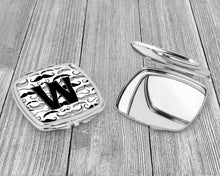 Load image into Gallery viewer, Letter W Moustache Initial Compact Mirror – Stylish Purse Mirror with Artistic Covers CJ2009-WSCM