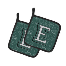 Load image into Gallery viewer, Letter E Back to School Initial Pot Holders - Set of 2 - Heat-Resistant Kitchen Essentials CJ2010-EPTHD