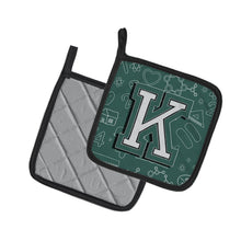 Load image into Gallery viewer, Letter K Back to School Initial Pot Holders - Set of 2 - Heat-Resistant Kitchen Essentials CJ2010-KPTHD