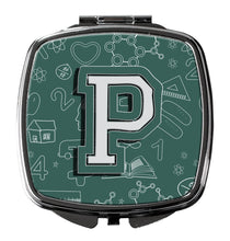 Load image into Gallery viewer, Letter P Back to School Initial Compact Mirror – Stylish Purse Mirror with Artistic Covers CJ2010-PSCM