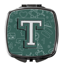 Load image into Gallery viewer, Letter T Back to School Initial Compact Mirror – Stylish Purse Mirror with Artistic Covers CJ2010-TSCM